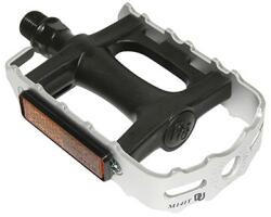 NEWTON MTB lapos pedál, műgyanta, fekete, alumínium test, ezüst, 9/16" csapágyas (pár) NEWTON Egyéb járművek Kerékpározás Kerékpár-alkatrészek Kerékpár-pedálok