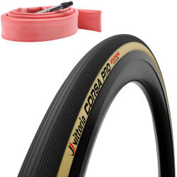 VITTORIA országúti gumiabroncs 700 × 28 CORSA PRO fekete-bézs GRAPHENE 2.0 TS (28-622) + latex belső gumi - különleges ajánlat VITTORIA Egyéb járművek Kerékpározás Kerékpár-alkatrészek Kerékpárkerekek és kerék
