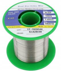 Reball Alacsony Olvadású Ón 138C 100g Sn42Bi58 1mm Olvadék Kiváló Minőségű Tisztaság (CHE0000295)