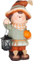 MagicHome Decoratiune de toamna baiat cu dovleac si lanterna MagicHome, 41 cm (8092402)