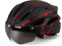 Fixato Casca protectie Bicicleta/Trotineta Electrica FIXATO, Viziera detasabila, Aerodinamica, Disipare buna a caldurii si Ventilatie eficienta, Dimensiune reglabila 54-62cm, Negru cu Rosu (casca-bicicleta-3