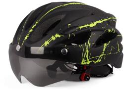 Fixato Casca protectie Bicicleta/Trotineta Electrica FIXATO, Viziera detasabila, Aerodinamica, Disipare buna a caldurii si Ventilatie eficienta, Dimensiune reglabila 54-62cm, Negru cu Verde (casca-bicicleta-