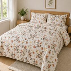 Kotonia Home Cuvertura pentru pat dublu Kotonia Home - matlasata prin coasere, dimensiunea 200x230 cm si fete perna 50x70 cm, decor floral (004917)