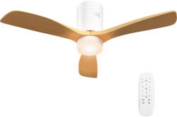 HomCom Ventilator de tavan cu lumină LED, 6 viteze, telecomandă, Maro deschis | Aosom Romania (B31-516V00ND)