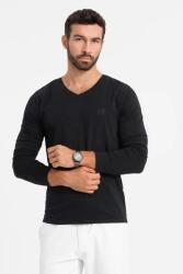 OMBRE OMBRE, Pamutkeverék blúz V-nyakkal, Fekete, L (OM-LSBC-0123-BLACK-L)