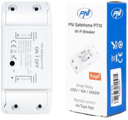 PNI SafeHome PT10 WiFi okos relé, BE / KI 230V 10A kimenet, interneten keresztüli vezérlés, Tuya Smart mobilalkalmazás, integráció okos forgatókönyvekbe és automatizálásokba más Tuya kompatibilis termékek