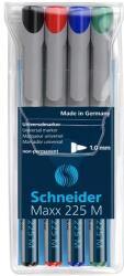 Schneider Universal non-permanent marker SCHNEIDER Maxx 225 M, varf 1mm, 4 culori/set - (N, R, A, V) (S-1218) - forit