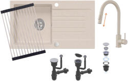 Ruvetti Idelo chiuveta cu baterie și accesorii bej/bej KG_IDELO160_BE_KORR-BE (KGIDELO160BEKORRBE)
