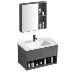 Rea River set mobilier de baie 60x48x cm sub chiuveta pe perete gri REA-M0020 (REAM0020)