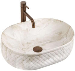 Rea Oktawia mosdótál 50x35.5 cm ovális mosdótálak barna/bézs fényes REA-U3528 (REAU3528)
