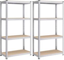 Brius Set 2 rafturi metalice cu 4 polite MDF reglabile, 80x40x160 cm, gri (EZ-GLR048E01)