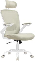 Brius Scaun birou ergonomic cu tetiera, suport lombar reglabil si cotiere rabatabile, 64x64x130 cm, bej cappuccino (EZ-OBN047K01)