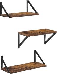 Brius Raft de perete, set 3 bucati de 30, 35 si 40 cm, 2 moduri de montare, maro rustic si negru (EZ-LWS442B01) Raft