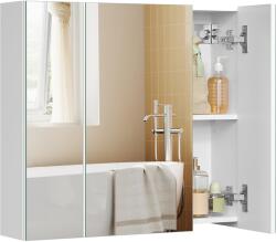 Brius Dulap suspendat pentru baie cu 3 usi, oglinda si rafturi reglabile, 60x15x55 cm, alb (EZ-BBK22WT)