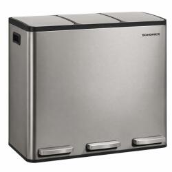 Brius Cos de gunoi din inox cu 3 compartimente colectare selectiva, cu galeti interioare, inchidere lenta, 3x18 litri, gri argintiu (EZ-LTB254EZ01) Cos de gunoi