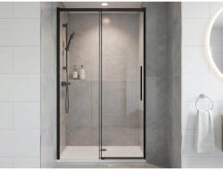SAPHO LUXOR BLACK tolóajtó két fal közé, 1000mm, transzparent üveg, matt fekete profil GU1210B (GU1210B)