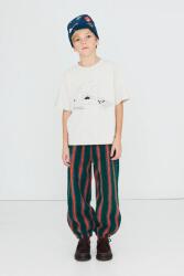Tinycottons melegítő gyerek polár MULTICOLOR STRIPES SHERPA SWEATPANT - zöld 140