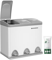 SongmicsHome Coș de reciclare SORT 24L (3x8L), gri/alb Cos de gunoi