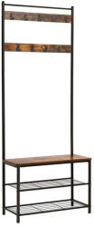 Vasagle Cuier HENRY cu bancă și suport pentru pantofi, în stil industrial, 32x70x175 cm, maro/negru