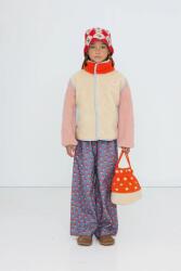 Tinycottons cipzáras melegítőfelső gyerek polár COLOR BLOCK SHERPA JACKET - bézs 116