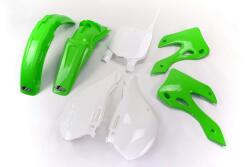 UFO Műanyag szett OEM szín zöld/fehér Kawasaki KX125/250 UFO Váz, idomok és járműkiegészítők Idomok és burkolati elemek Komplett idom- és burkolatkészletek