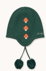 Tinycottons gyerek pamut sapka MINI MUSHROOMS EARFLAP BEANIE - zöld Univerzális méret