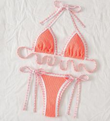 Shein Narancssárga Neon Szett Texturált Bikini Felső Alsó Shein L