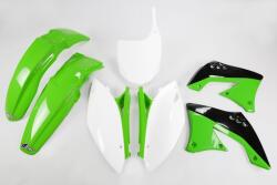 UFO műanyag szett gyári színekben zöld/fekete/fehér Kawasaki KX450F UFO Váz, idomok és járműkiegészítők Idomok és burkolati elemek Komplett idom- és burkolatkészletek