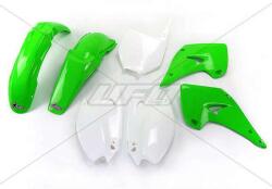 UFO műanyag szett OEM szín zöld/fehér Kawasaki KX125/250-hez UFO Váz, idomok és járműkiegészítők Idomok és burkolati elemek Komplett idom- és burkolatkészletek