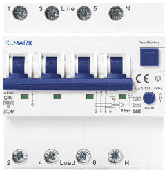 ELMARK ELEKTRONIKUS RCBO JEL4A 6kA 4P 10A/300mA (40478A)
