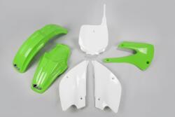 UFO műanyag szett gyári színű zöld/fehér Kawasaki KX80 UFO Váz, idomok és járműkiegészítők Idomok és burkolati elemek Komplett idom- és burkolatkészletek