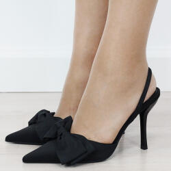 Ideal Shoes Pantofi eleganti negri cu funda si bareta elastica 3270 01 (3270BLACK-39)