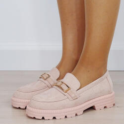MARQUIIZ Mocasini roz tip loafers cu catarama aurie 1896 03 (1896PINK-38)