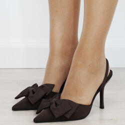 Ideal Shoes Pantofi eleganti maro ciocolatiu cu funda si bareta elastica 3270 01 (3270BROWN-39)