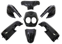 Edge Bikeparts Burkolatkészlet EDGE 7 darab fekete metál Yamaha Neoshoz, MBK Ovetto 50ccm 2T 2008- Edge Bikeparts Váz, idomok és járműkiegészítők Idomok és burkolati elemek Komplett idom- és burkolatkészletek