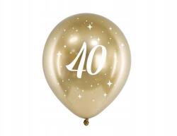  PartyDeco Lufik Glossy 30 cm 6 db arany, fehér nyomattal 40