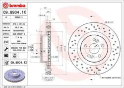 BREMBO fékkorong lyukasztás/belső hűtött Ø312mm 09.8904. 1X