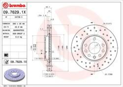 BREMBO féktárcsa perforált/belső hűtéses Ø280mm 09.7629. 1X