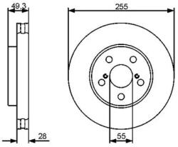 Bosch szellőző féktárcsa Ø255mm 0 986 479 490