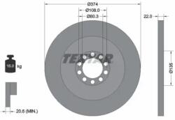 TEXTAR Féktárcsa tömör Ø374mm XT93015500