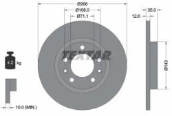 TEXTAR Féktárcsa tömör Ø268mm 92268003