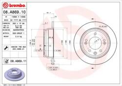 BREMBO Féktárcsa tömör Ø262mm 08. A869.11