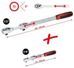 KS TOOLS - Teleszkópos kétoldalas racsnis kulcs 1/4" + 1/2" 2db