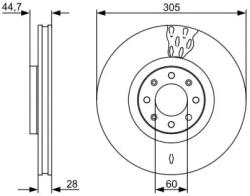 Bosch szellőző féktárcsa Ø305mm 0 986 479 531