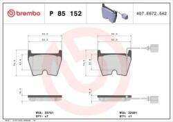 BREMBO fékbetét készlet, tárcsafék P85 152