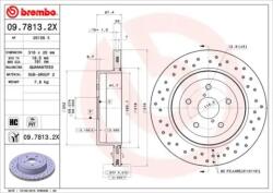 BREMBO féktárcsa perforált/belső hűtéses Ø316mm 09.7813. 2X
