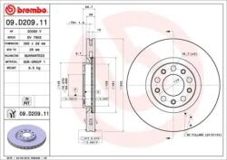 BREMBO Féktárcsa belső hűtés Ø305mm 09. D209.11