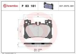 BREMBO fékbetét készlet, tárcsafék P83 181