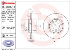 BREMBO Féktárcsa tömör Ø268mm 08. C308.11
