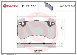 BREMBO fékbetét készlet, tárcsafék P85 136